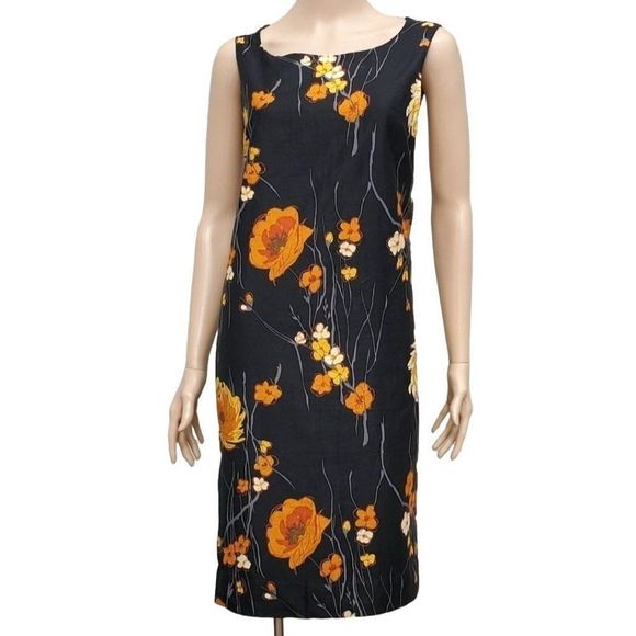 Vintage Black Shift Dress Big Print Snyder Craft California Women Size 6 8 - Picture 10 of 10